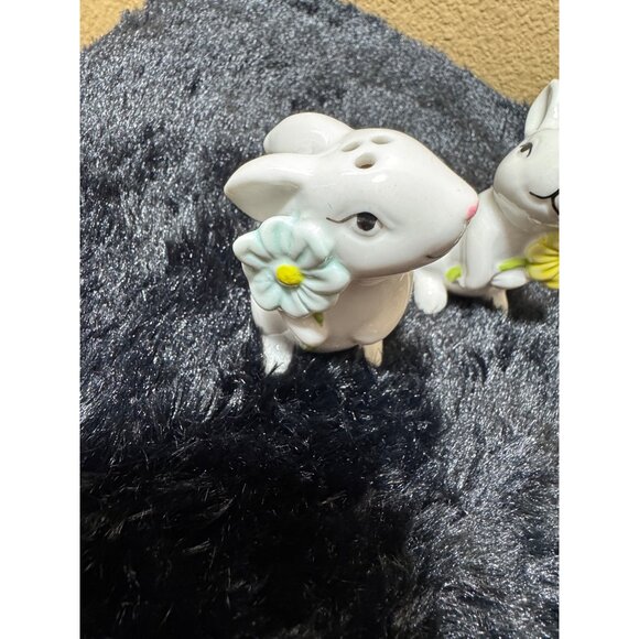 Vintage Ceramic Bunny Figurines With Flowers & Butterfly Spring Decor Set Of 3 - Picture 2 of 8